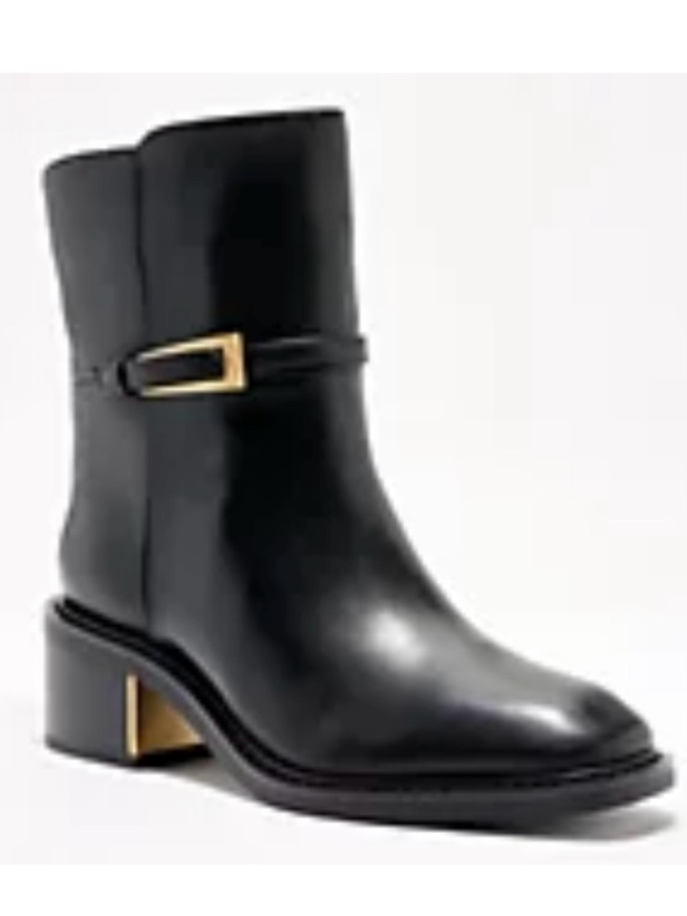 NEW IN BOX- Vince Camuto Women’s Black Leather Ankle Boots with Gold Accent